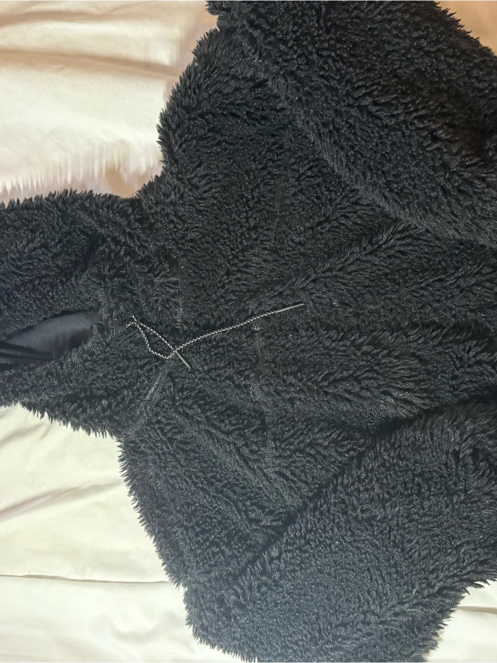 BDG Black Sherpa Hooded Jacket Cropped
